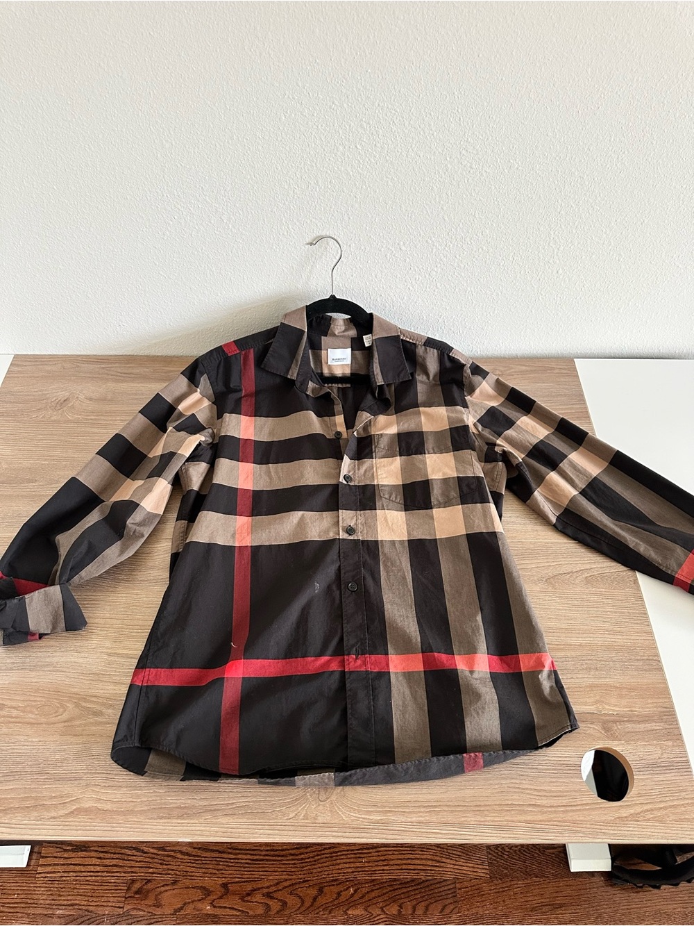 Burberry Black, Tan & Red Classic Check Button-Down Shirt